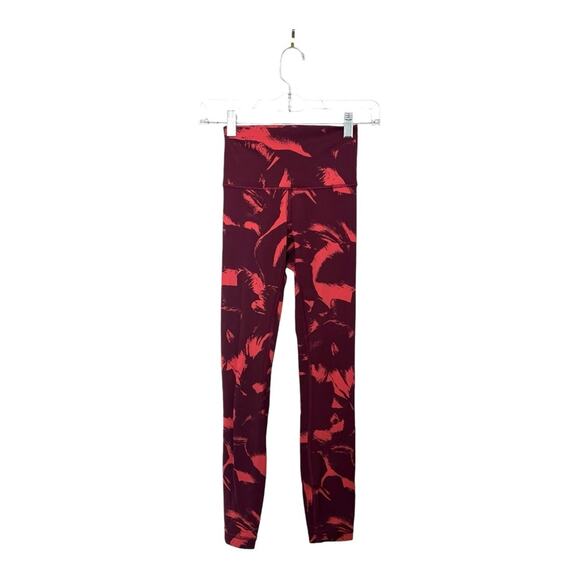 Lululemon Wunder Under Legging in Flower Pop Poppy Coral Deep Ruby Size 2 - Picture 1 of 3